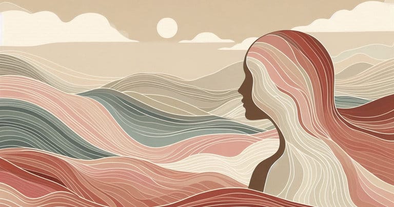 Woman's profile with swirling lines breaking barriers, showing ascending prana during somatic practice.