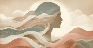 Abstract human silhouette with radiating light bands representing Reichian muscular segments.