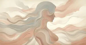 Artistic capture of a female profile silhouette with energy waves in warm earth tones depicting somatic boundaries.