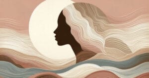 Minimal abstract educational illustration expressing inner hesitation, subtle tension, and emerging clarity through soft neutral shapes and gentle contrast.