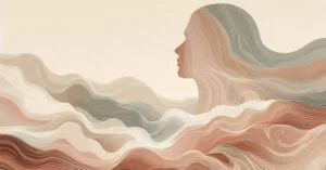 Abstract silhouette with a glowing neural web in sage and rose, symbolizing the enteric nervous system.