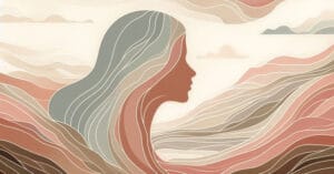 Somatic visual of a woman's silhouette with warm amber waves symbolizing deep pelvic release and P-spot activation.