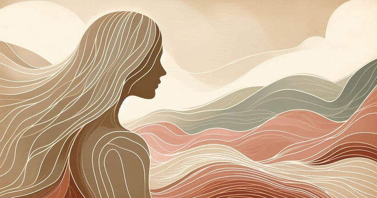 Abstract educational illustration expressing inner hesitation, bodily ambivalence, and attentive self-observation in somatic learning