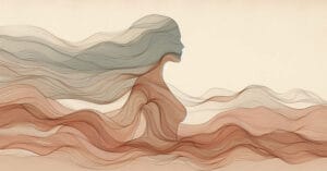 Artistic depiction of a female profile silhouette with warm earthy organic waves showing ancient somatic wisdom.