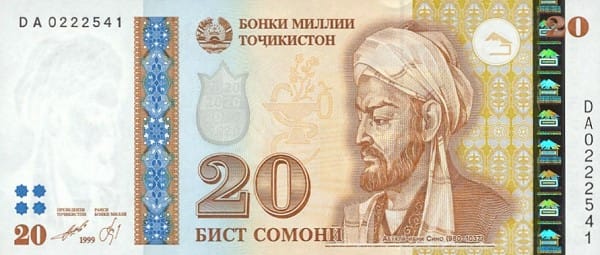 Image of Avicenna on the Tajikistani somoni