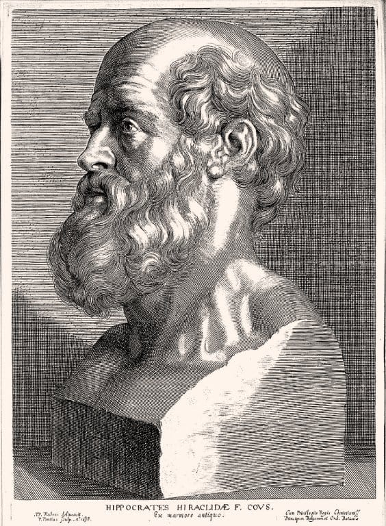 Engraving: bust of Hippocrates by Paulus Pontius after Peter Paul Rubens, 1638