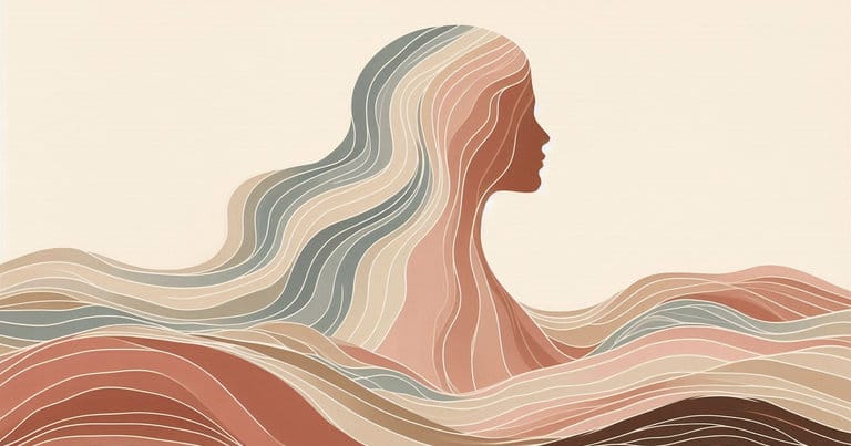 Watercolor visual of a female profile and wavy lines showing the opening of somatic gates in warm earth tones.