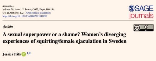 Header of the 2021 Swedish study "A sexual superpower or a shame" published in SAGE journals.