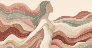 Female profile with wavy lines connecting pelvic centers to the brain, showing a neural pleasure visual.