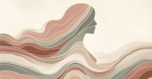 Artistic depiction of a female profile silhouette with blue energy flows illustrating the color dye experiment.