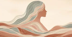 Artistic rendering of a female profile with warm earthy waves, symbolizing the ancient roots of somatic awareness.