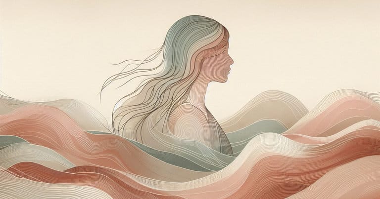 Female profile illustration with warm earth-toned waves reflecting internal sensitivity mapping and G-spot research
