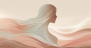 Artistic depiction of a female profile with warm earth-toned organic waves evoking the four hormonal phases of the menstrual cycle