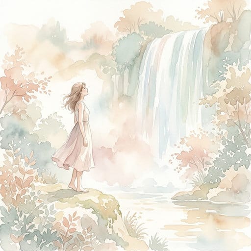 Gentle illustration: Woman receiving yoni massage, feeling relaxed and open, radiating energy.