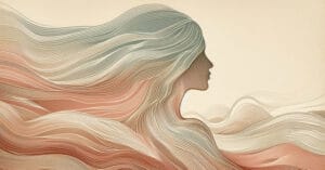 Artistic depiction of a female profile with warm earth-toned wave lines evoking the neural map of clitoral anatomy and pelvic sensitivity