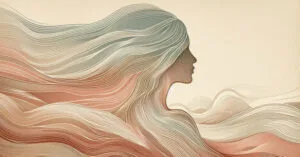 Artistic depiction of a female profile with warm earth-toned wave lines evoking the neural map of clitoral anatomy and pelvic sensitivity
